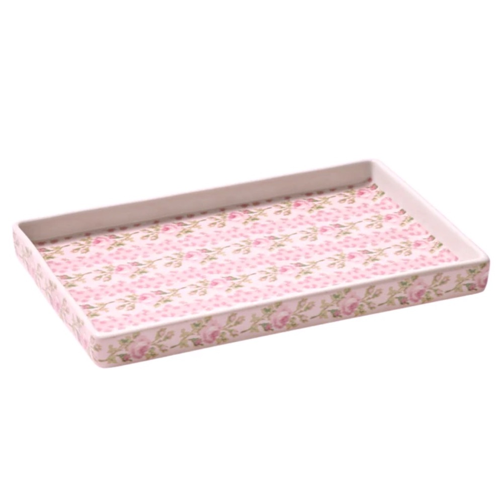 Loveshackfancy strawberry pink macaroon jewelry / perfume vanity porcelain tray